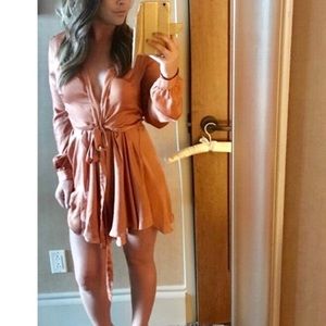 Kittenish Orange Low Cut Dress